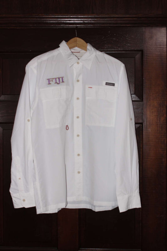 Fiji White Button Up Long Sleeve Shirt